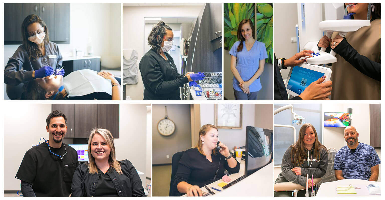 A collage of our Palms Dentistry team in action 